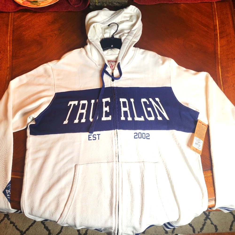 NWT True Religion Paneled Full Zip Hoodie 3XL
